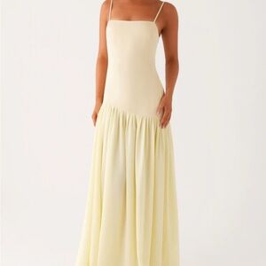 Peppermayo Pale Yellow Maxi Dress with Spaghetti Straps